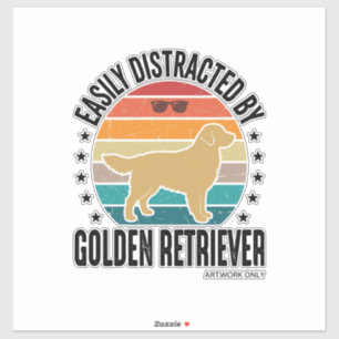 Golden Retriever Leicht Ablenkbar Vintage-Hundedes Aufkleber