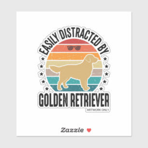 Golden Retriever Leicht Ablenkbar Vintage-Hundedes Aufkleber