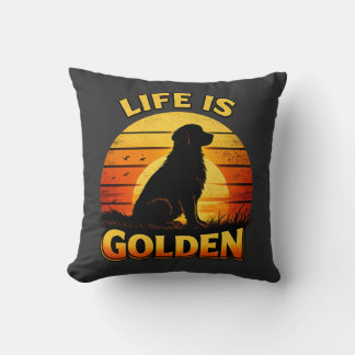 Golden retriever life is golden sunset dog pillow kissen