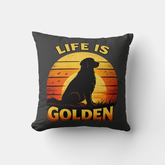 Golden retriever life is golden sunset dog pillow kissen (Vorderseite)