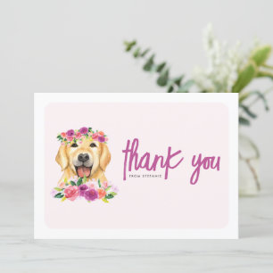 Golden Retriever Lila Floral Geburtstag Dankeskarte