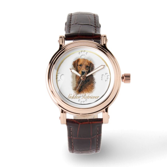 Golden Retriever Lovers Kunst und Kultur Armbanduhr (Vorderseite)