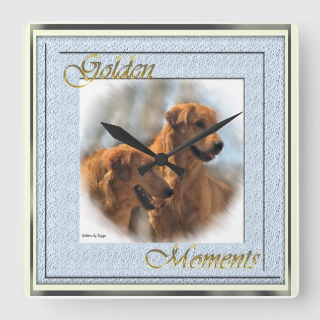 Golden Retriever Lovers Kunst und Kultur Quadratische Wanduhr (Vorderseite)