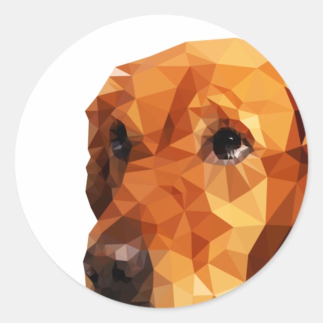 Golden Retriever Low Poly Art Runder Aufkleber (Vorderseite)