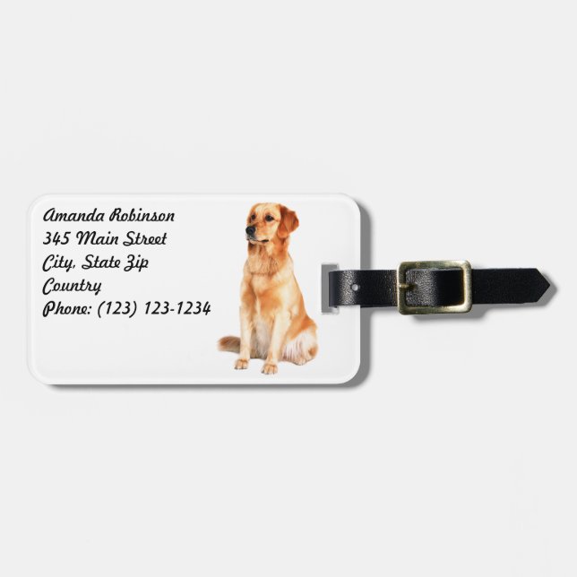 Golden Retriever Luggage Tag Gepäckanhänger (Vorderseite horizontal)