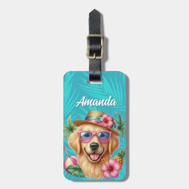Golden Retriever Luggage Tag Gepäckanhänger (Vorderseite vertikal)