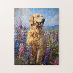 Golden Retriever Lupine Blume Puzzle