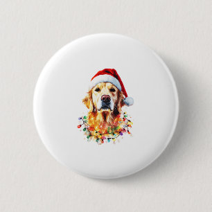 Golden Retriever Lustiger Hund Weihnachten Santa H Button