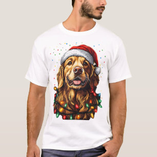 Golden Retriever Lustiger Hund Weihnachten Santa H T-Shirt