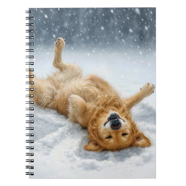 Golden Retriever Making a Snow Angel Notizblock (Vorderseite)