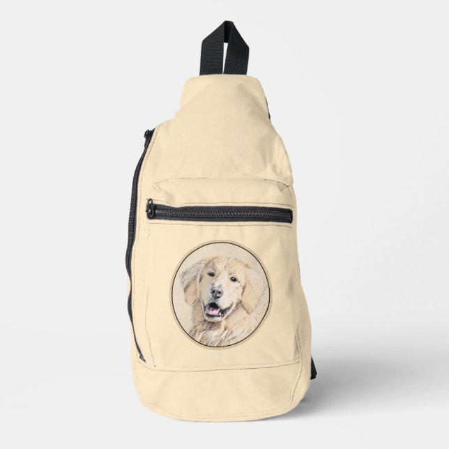 Golden Retriever Malerei Niedlich Original Hunde K Crossbody Bag (Vorderseite)