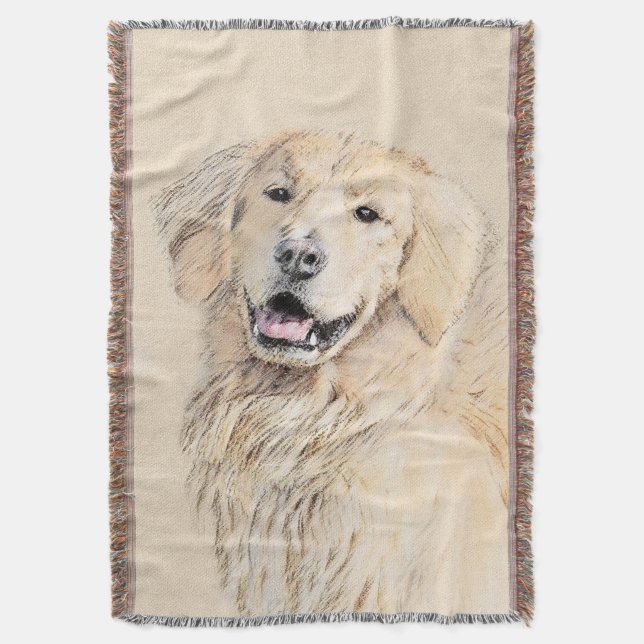 Golden Retriever Malerei - Niedliche Original Hund Decke (Vorderseite Vertikal)