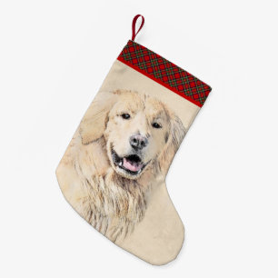 Golden Retriever Malerei - Niedliche Original Hund Kleiner Weihnachtsstrumpf