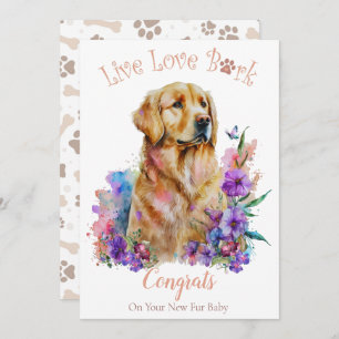 Golden Retriever Mama Floral Adoption Card Karte