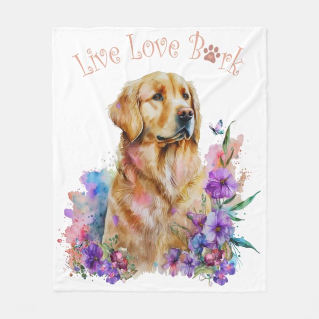 Golden Retriever Mama Floral Fleecedecke (Vorderseite)