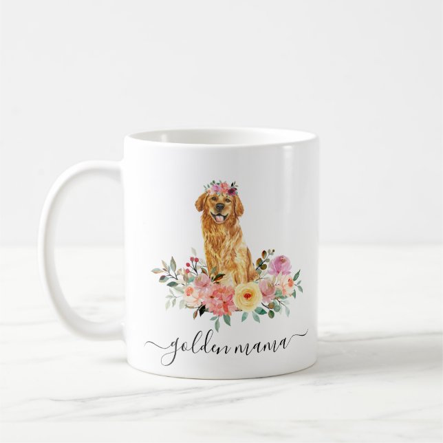 Golden Retriever Mama Floral  Kaffeetasse (Links)