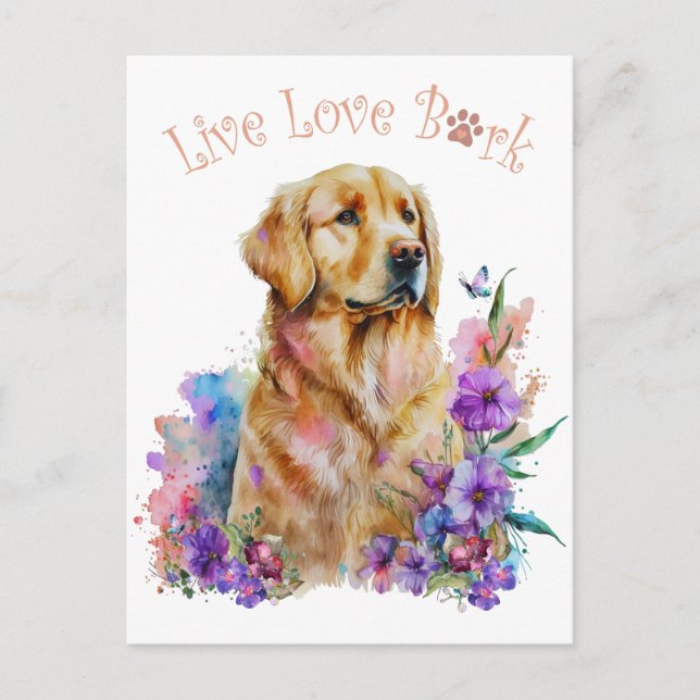 Golden Retriever Mama Floral Postkarte (Vorderseite)