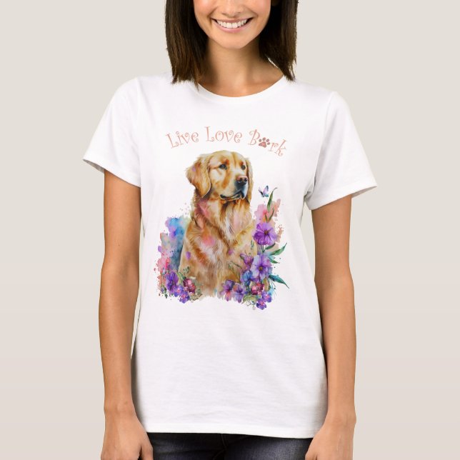 Golden Retriever Mama Floral T-Shirt (Vorderseite)