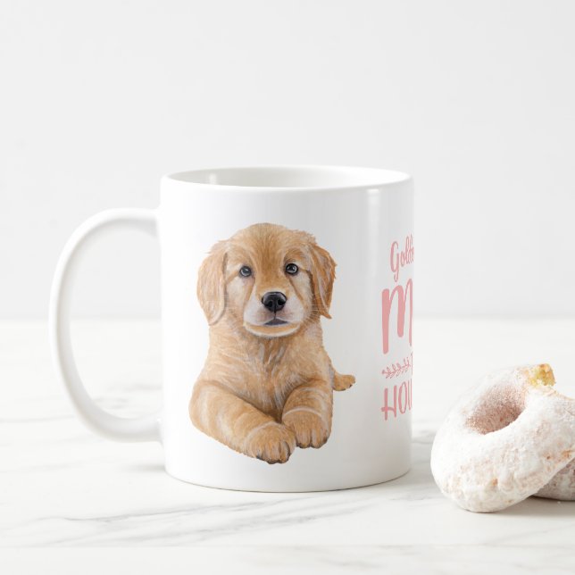 Golden Retriever Mama Geschenk Wasserfarben Welpen Kaffeetasse (Mit Donut)