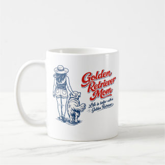 Golden Retriever Mama Kaffeetasse - Retro-Liniengr