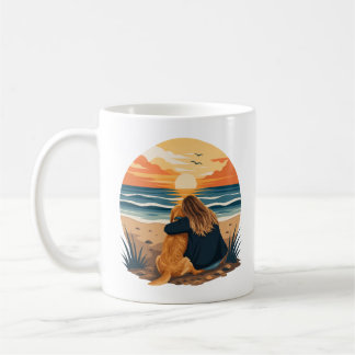 Golden Retriever Mama Leben Strand Sonnenuntergang Kaffeetasse