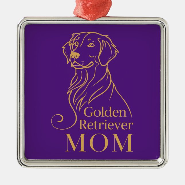 Golden Retriever Mama Ornament Aus Metall (Vorne)