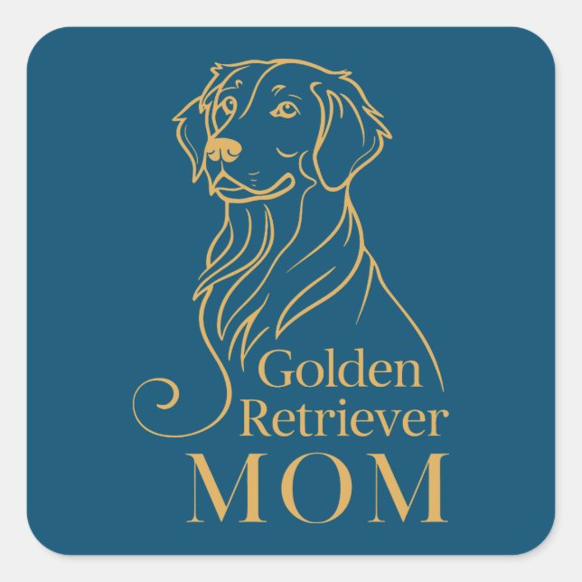 Golden Retriever Mama Quadratischer Aufkleber (Vorderseite)