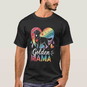 Golden Retriever Mama Regenbogenfarben Großes Herz T-Shirt
