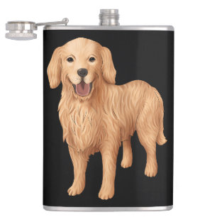 Golden Retriever Mama Schwarzer Wasserfarben-Welpe Flachmann