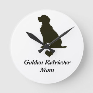 Golden Retriever Mama Silhouette Herz T-Shirt Hund Runde Wanduhr