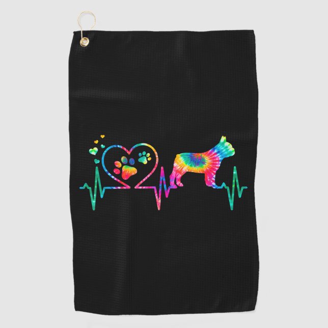 Golden Retriever Mama Vater Heartbeat Gefärbte Kra Golfhandtuch (Vorderseite)