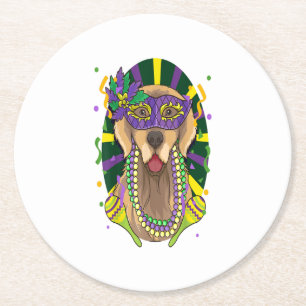 Golden Retriever Mardi Gras Dog Runder Pappuntersetzer