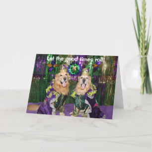 Golden Retriever Mardi Gras Kings Karte