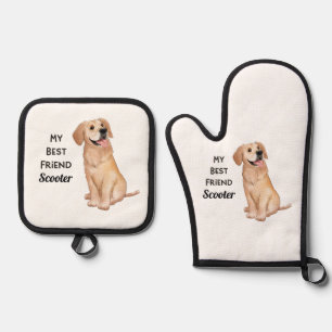 Golden Retriever Mein bester Freund Individuelle N Ofenhandschuh & Topflappen-Set
