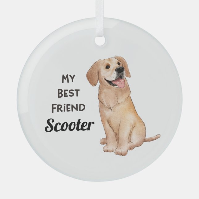 Golden Retriever Mein bester Freund Individuelle N Ornament Aus Glas (Vorderseite)