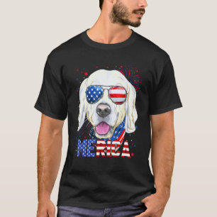 Golden Retriever Merica Sonnenbrille 4. Juli Ame T-Shirt