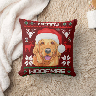 Golden Retriever Merry Woofmas Sweatshirt Hund Kissen