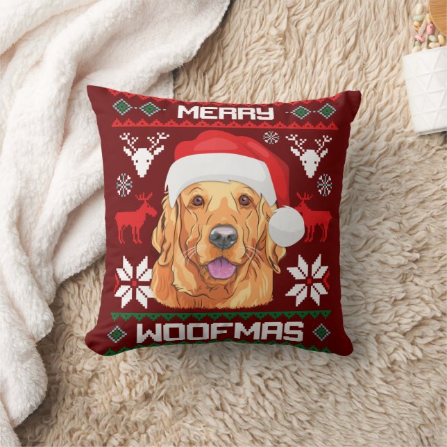 Golden Retriever Merry Woofmas Sweatshirt Hund Kissen (Decke)