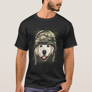 Golden Retriever Militär Soldat Veteranentag Haust T-Shirt