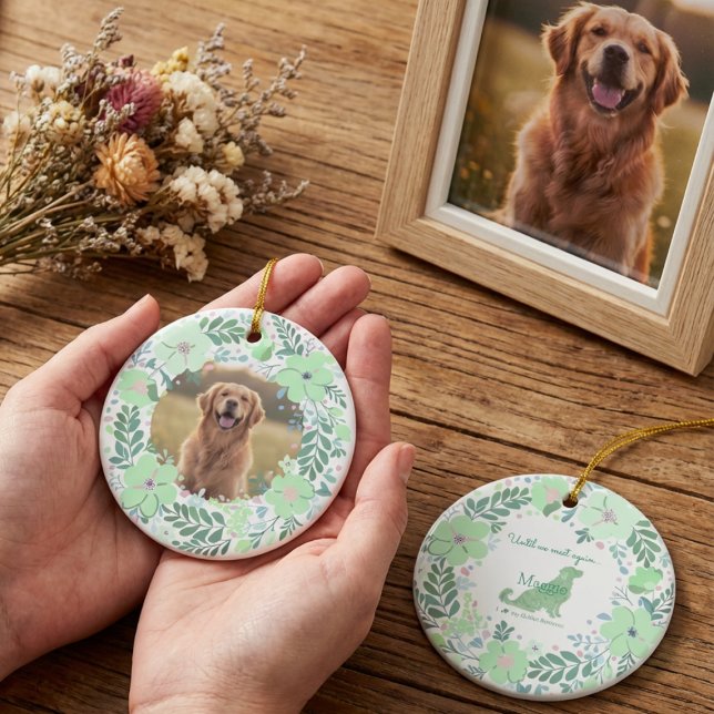 Golden Retriever Mint Green Custom Photo Memorial  Keramik Ornament (Von Creator hochgeladen)