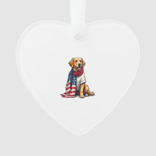Golden Retriever mit amerikanischer Flagge gravier Ornament