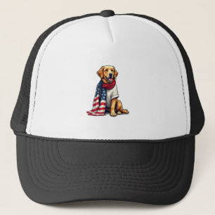 Golden Retriever mit amerikanischer Flagge gravier Truckerkappe