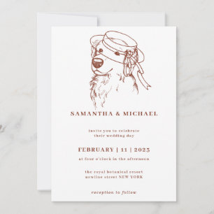 Golden Retriever mit Brauthut Einladung