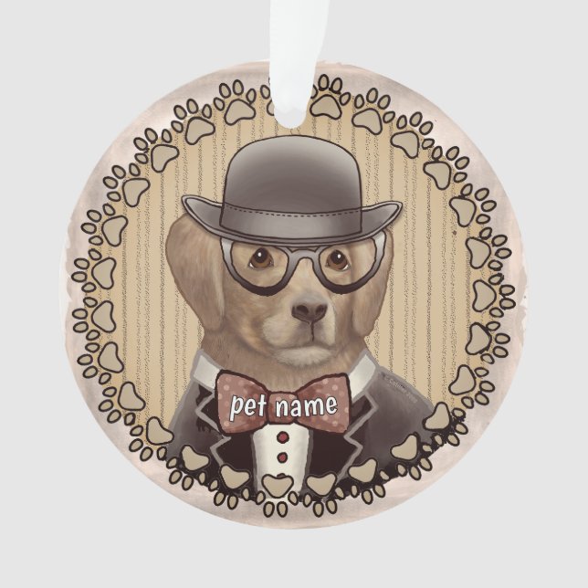 Golden Retriever mit Brillen Ornament (Vorderseite)