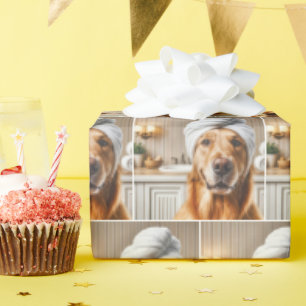 Golden Retriever mit einem Handtuch-Turban Geschenkpapier