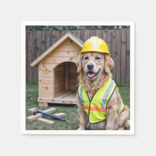 Golden Retriever mit einem Hard Hat und Vest Serviette