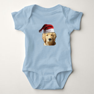 Golden Retriever mit einem Weihnachtshut Baby Strampler