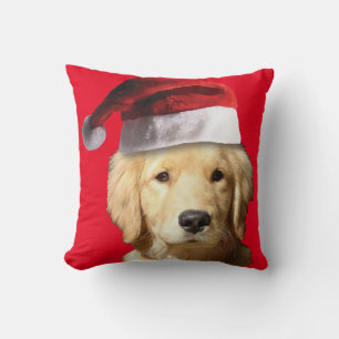 Golden Retriever mit einem Weihnachtshut Kissen