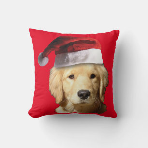 Golden Retriever mit einem Weihnachtshut Kissen