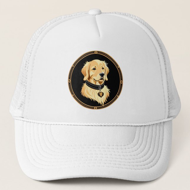 Golden Retriever mit Elegante Collar Truckerkappe (Vorderseite)